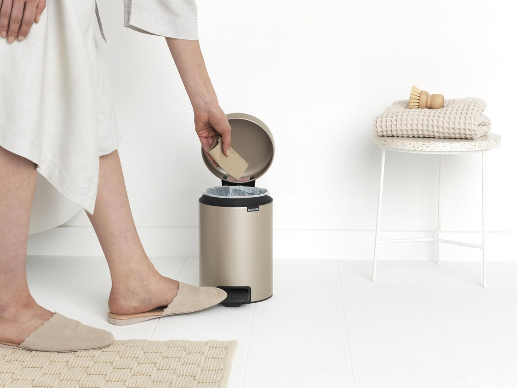 Brabantia Step-On Xs Trash Can Metallic Gold 0.8 Gallon / 3L Bathroom Bedroom