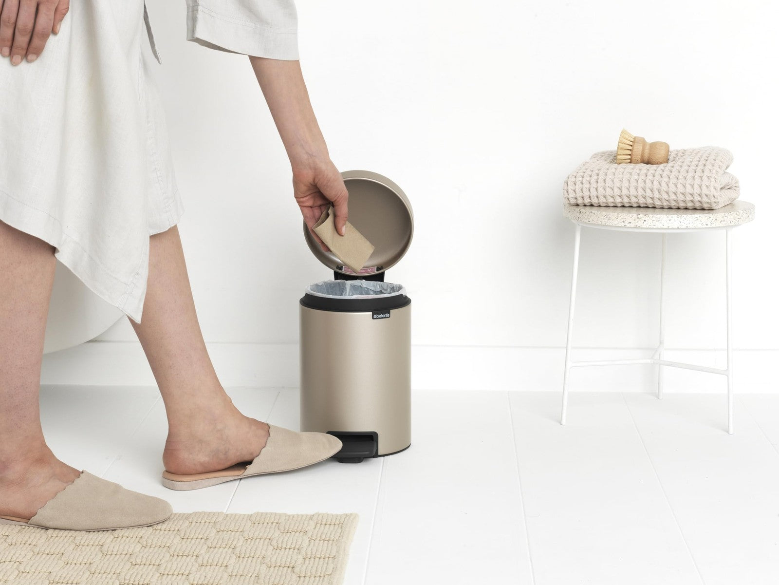 Brabantia Step-On Xs Trash Can Metallic Gold 0.8 Gallon / 3L Bathroom Bedroom