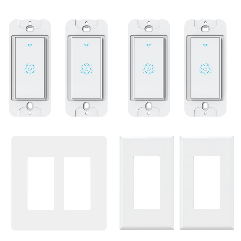 Smart Switch4 Pack Double Smart Light Switch Milfra In-Wall Wifi Smart Switch