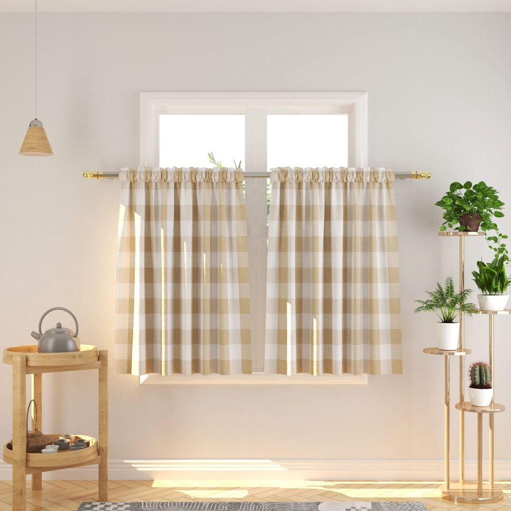 Natus Weaver 3 Pc Cotton Classic Country Farmhouse Kitchen Window Curtain