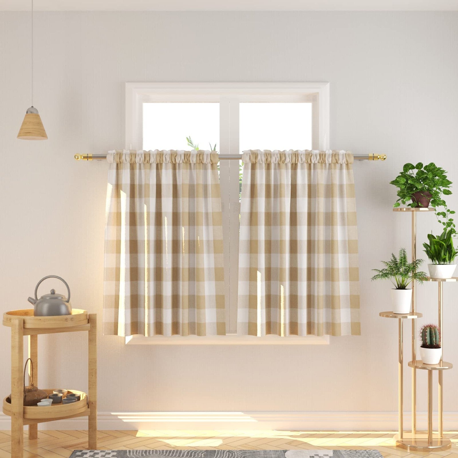Natus Weaver 3 Pc Cotton Classic Country Farmhouse Kitchen Window Curtain