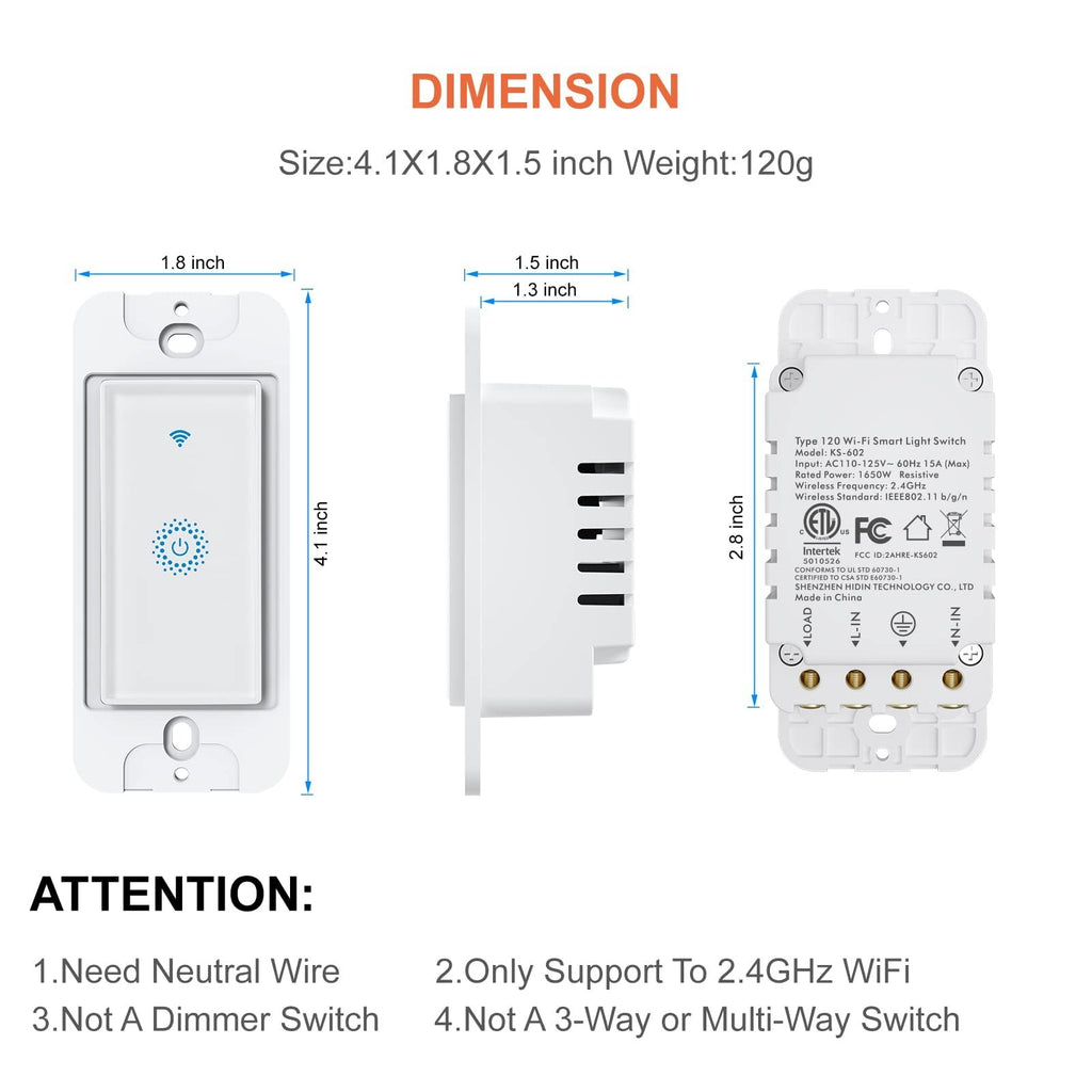 Smart Switch4 Pack Double Smart Light Switch Milfra In-Wall Wifi Smart Switch