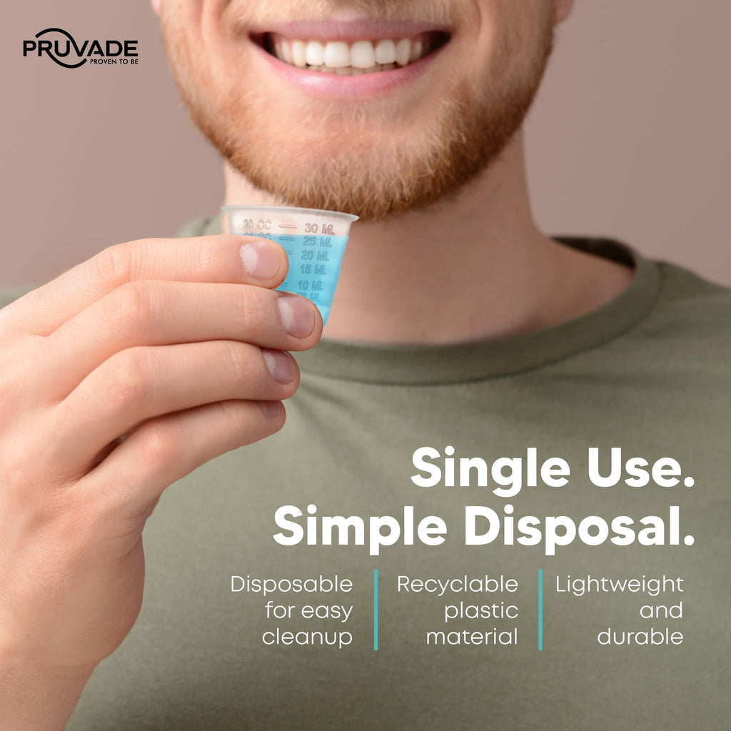 2000 Pack - 1 Oz. Pruvade Disposable Medicine Cups Graduated Dosage Lines For