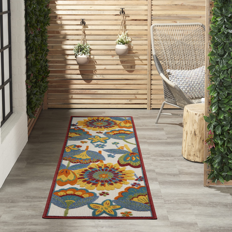 Nourison Home Aloha Multicolor 23 X 8 Area Rug - Easy Clean Non Shedding Bed