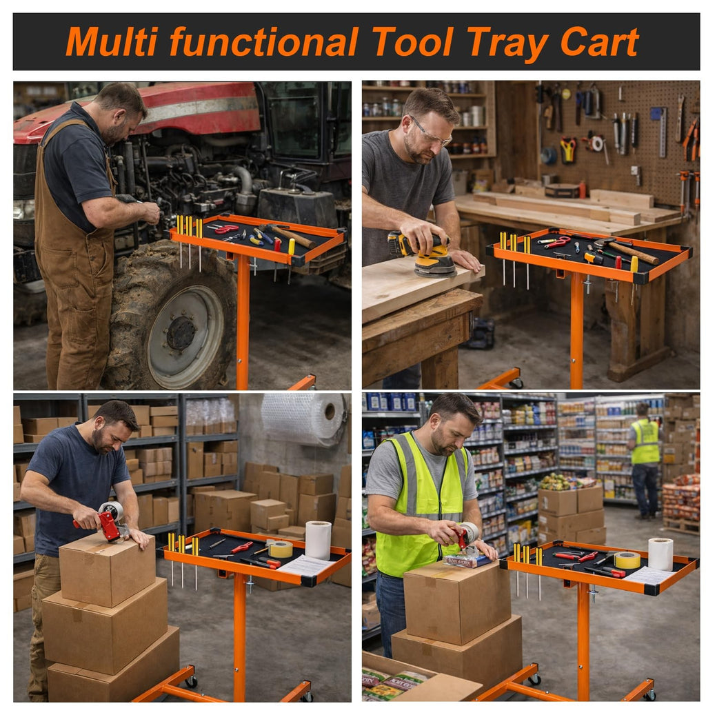 A A In Mechanics Rolling Work Table Adjustable Mobile Tray Table For Shop
