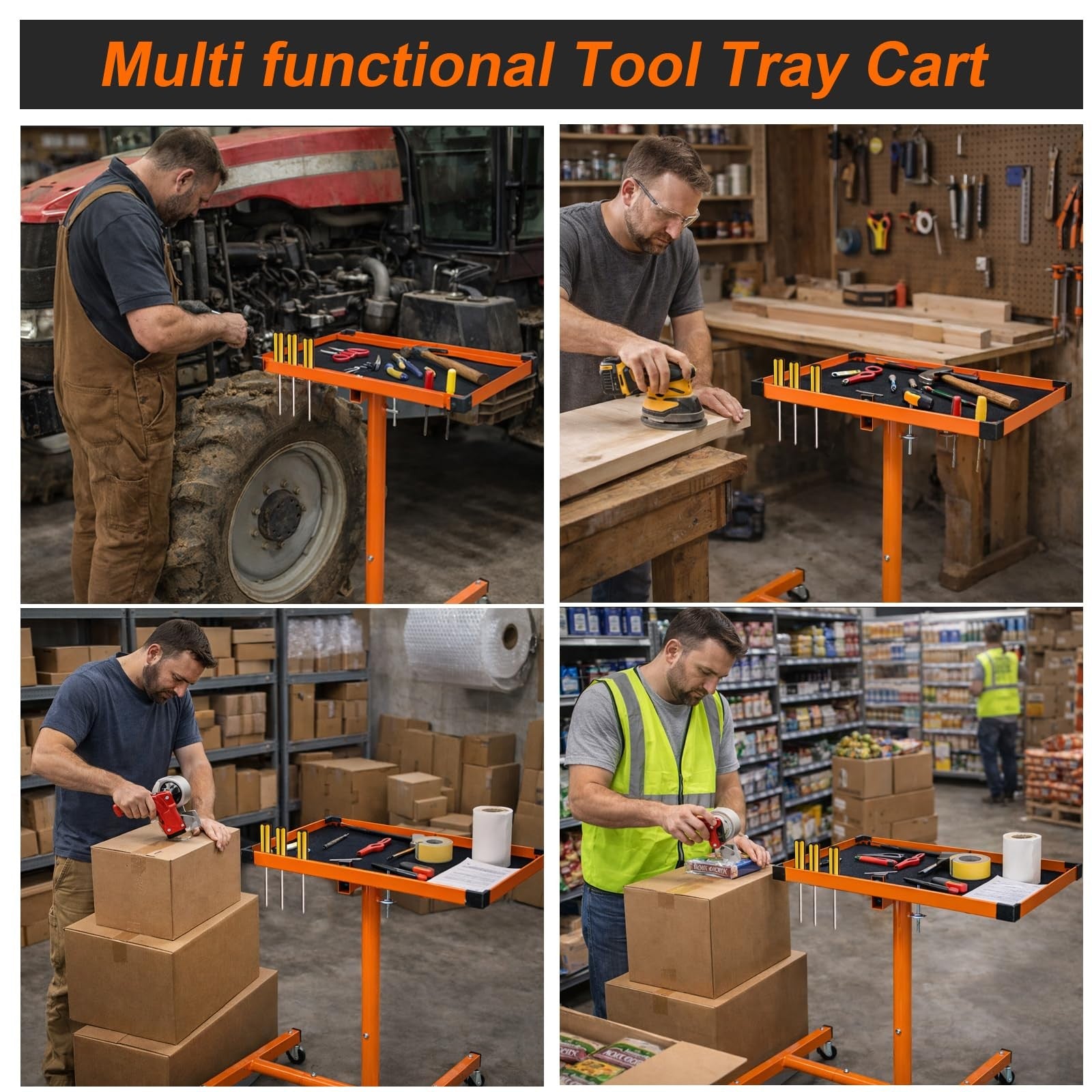 A A In Mechanics Rolling Work Table Adjustable Mobile Tray Table For Shop