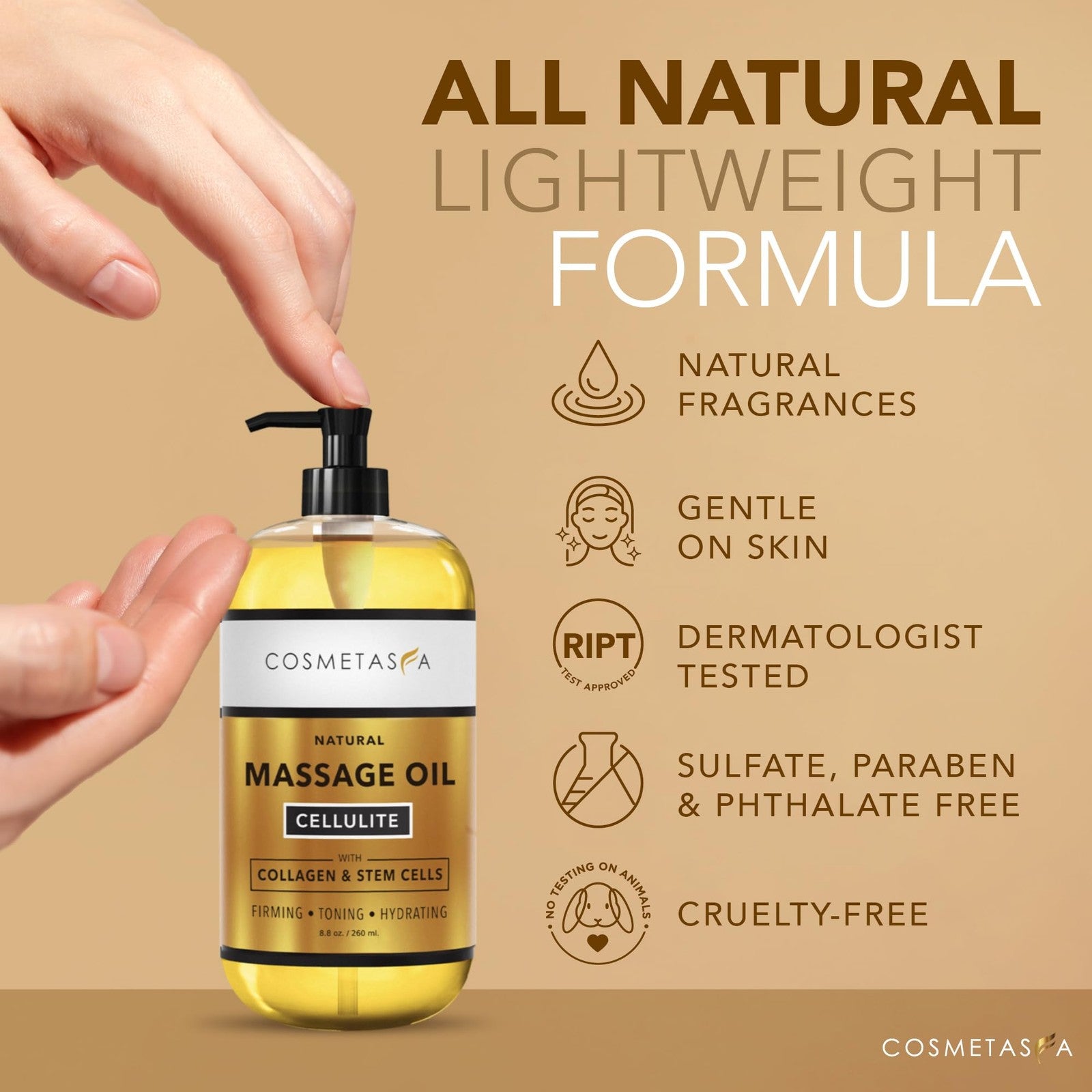 Large Cellulite Massage Oil Collagen Stem Cells- 100 Natural Cellulite Oil