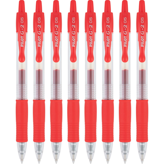 Pilot G2 Premium Gel Roller Pens Extra Fine Point 0.5 Mm Red Pens Pack Of 8 -