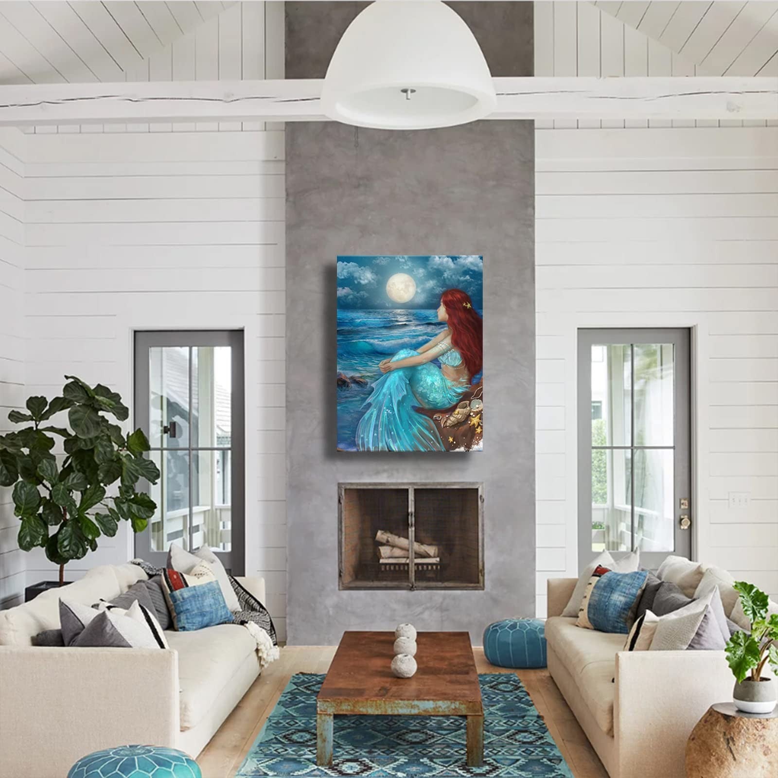 Sdya Aesthetic Wall Art For Living Room Bedroom Wall Decor Blue Canvas Prints