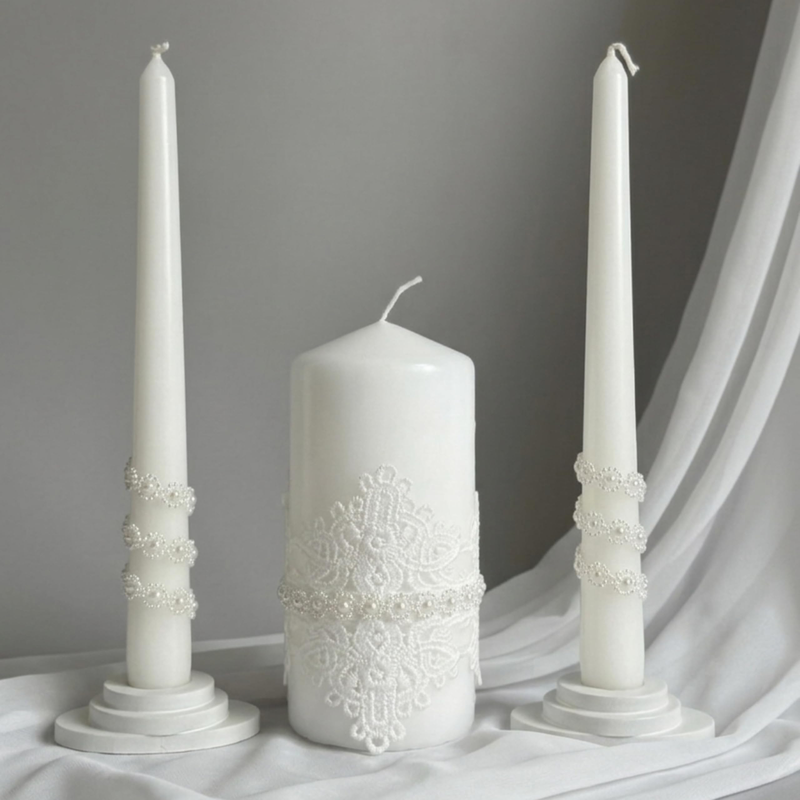 Magik Life Unity Candle Set - Wedding Ceremony Reception 6 Pillar Two 10 Taper