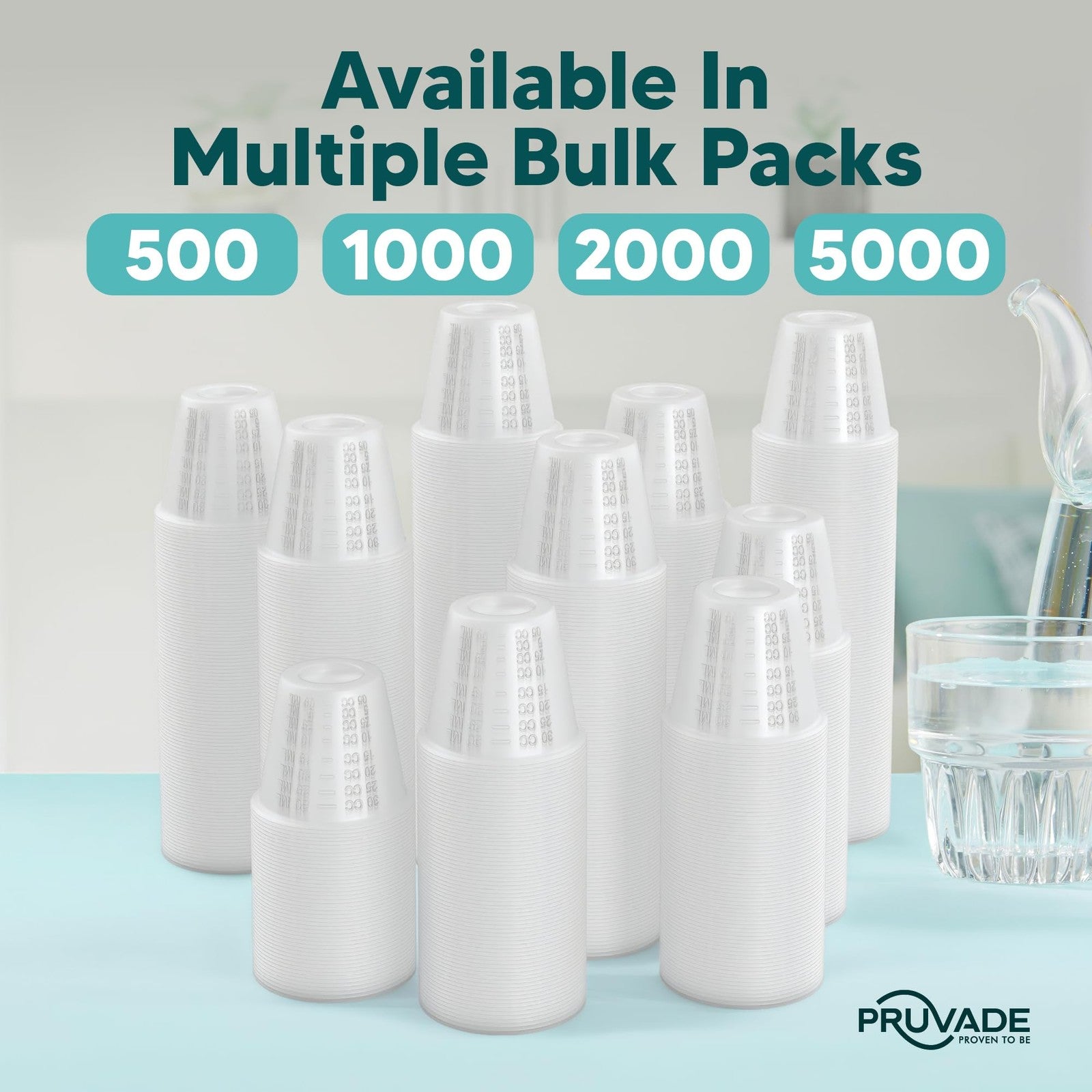 2000 Pack - 1 Oz. Pruvade Disposable Medicine Cups Graduated Dosage Lines For