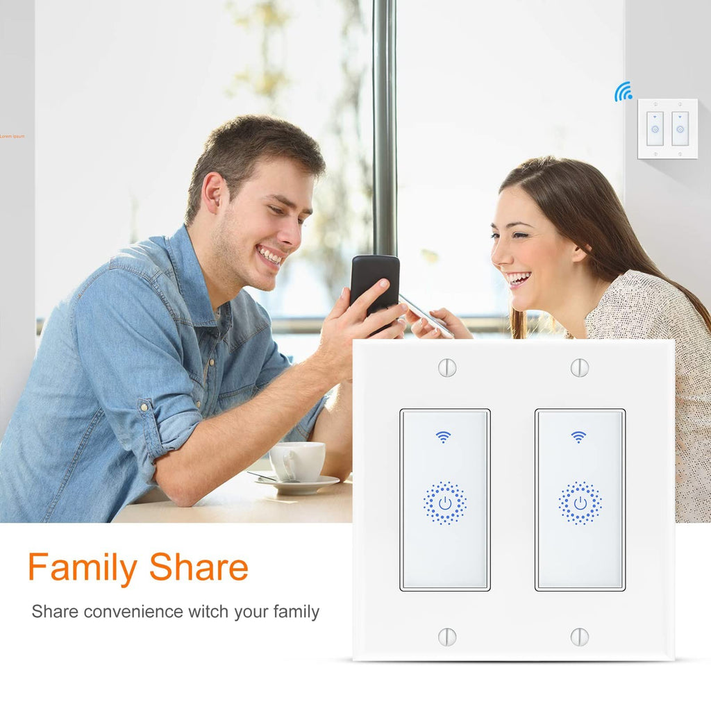 Smart Switch4 Pack Double Smart Light Switch Milfra In-Wall Wifi Smart Switch