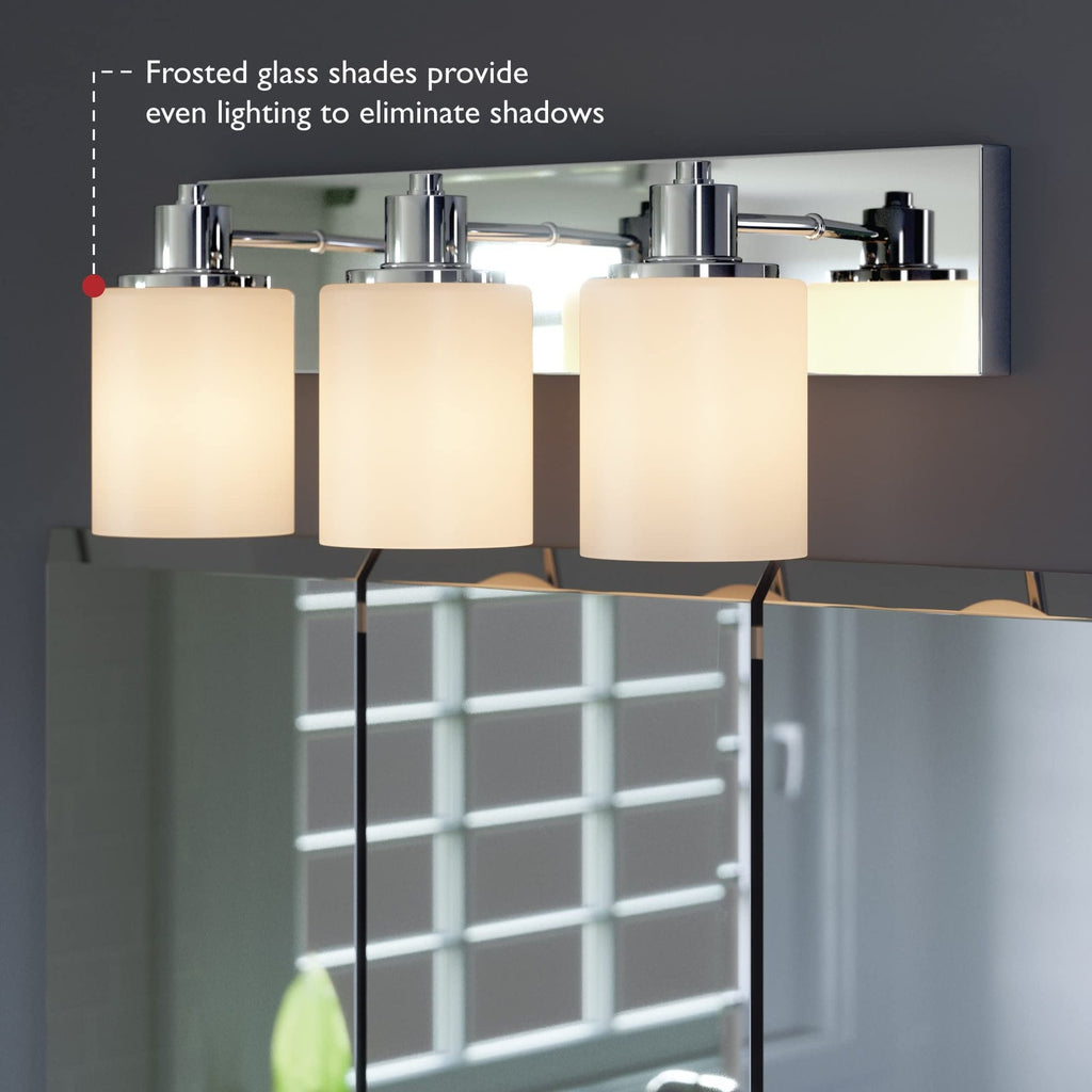 Design House Dane 3-Light Vanity Light Polished Chrome Finish Frosted Glass