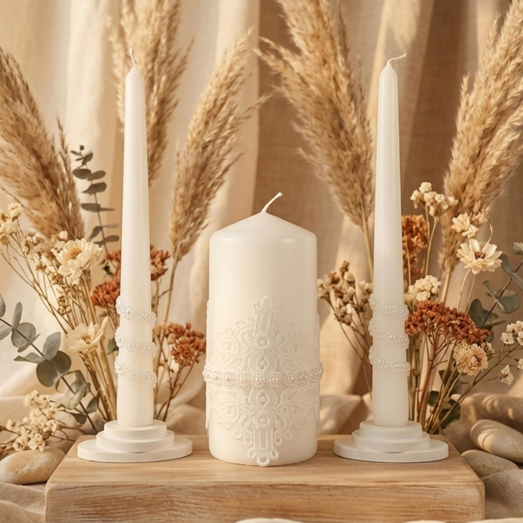 Magik Life Unity Candle Set - Wedding Ceremony Reception 6 Pillar Two 10 Taper