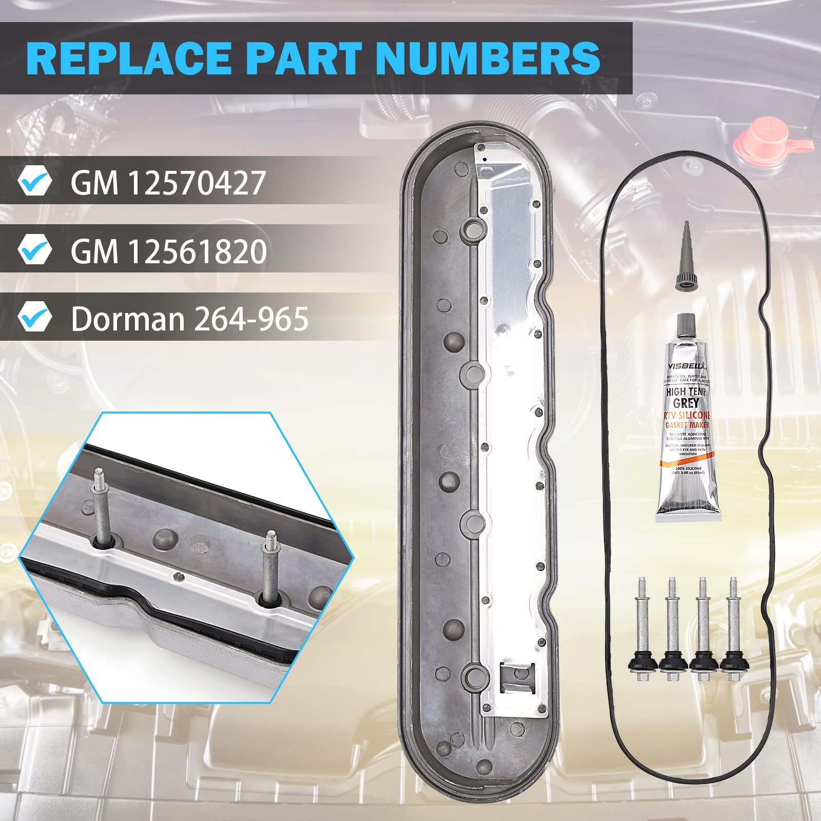 Mnjws Valve Cover Gaskets - Compatible 1999-2010 4.8L 5.3L 5.7L 6.0L 6.2L Chevy