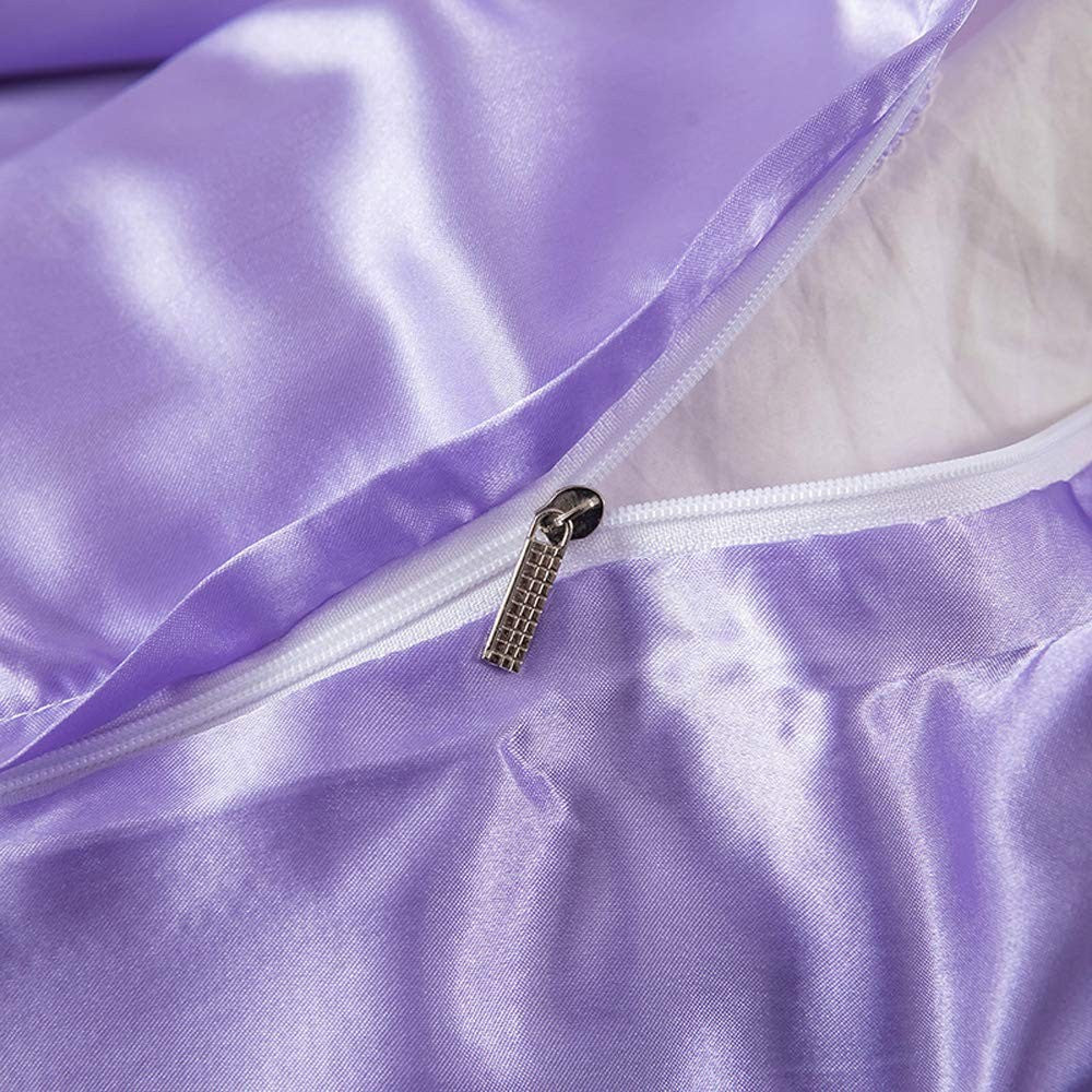 Erosebridal Violet Comforter Cover King Silk Like Satin Duvet Cover Set Summer