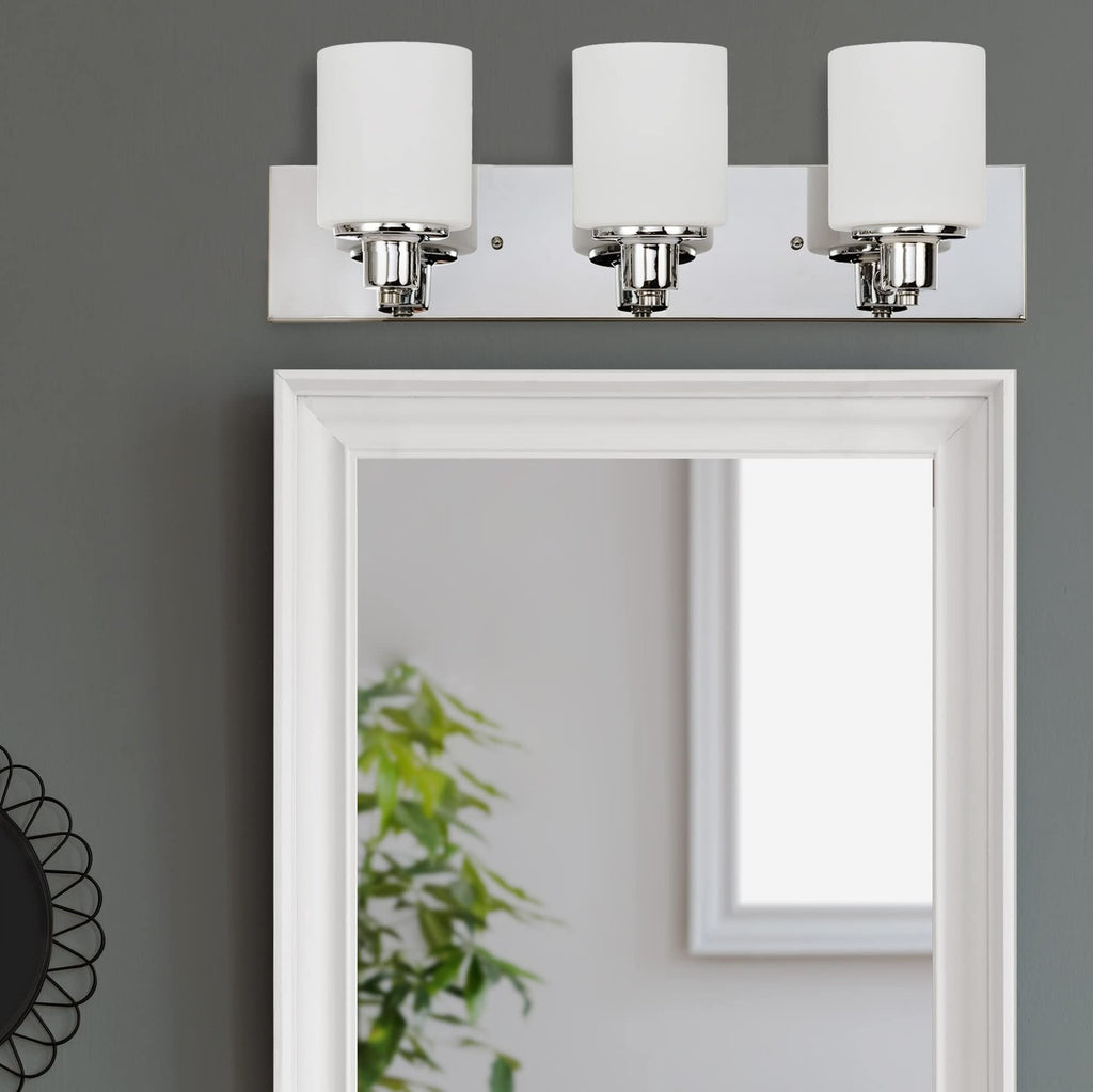 Design House Dane 3-Light Vanity Light Polished Chrome Finish Frosted Glass