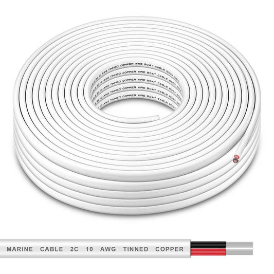 Shirbly 10 Gauge Duplex Marine Grade Wire - 100Ft 10 Awg Tinned Copper Boat
