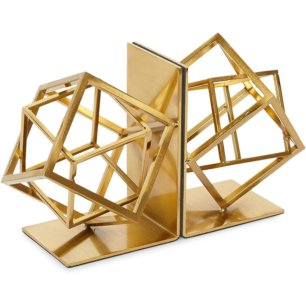 Juvale Gold Bookends - Heavy-Duty Metal Book Ends For Bookshelf Decor -