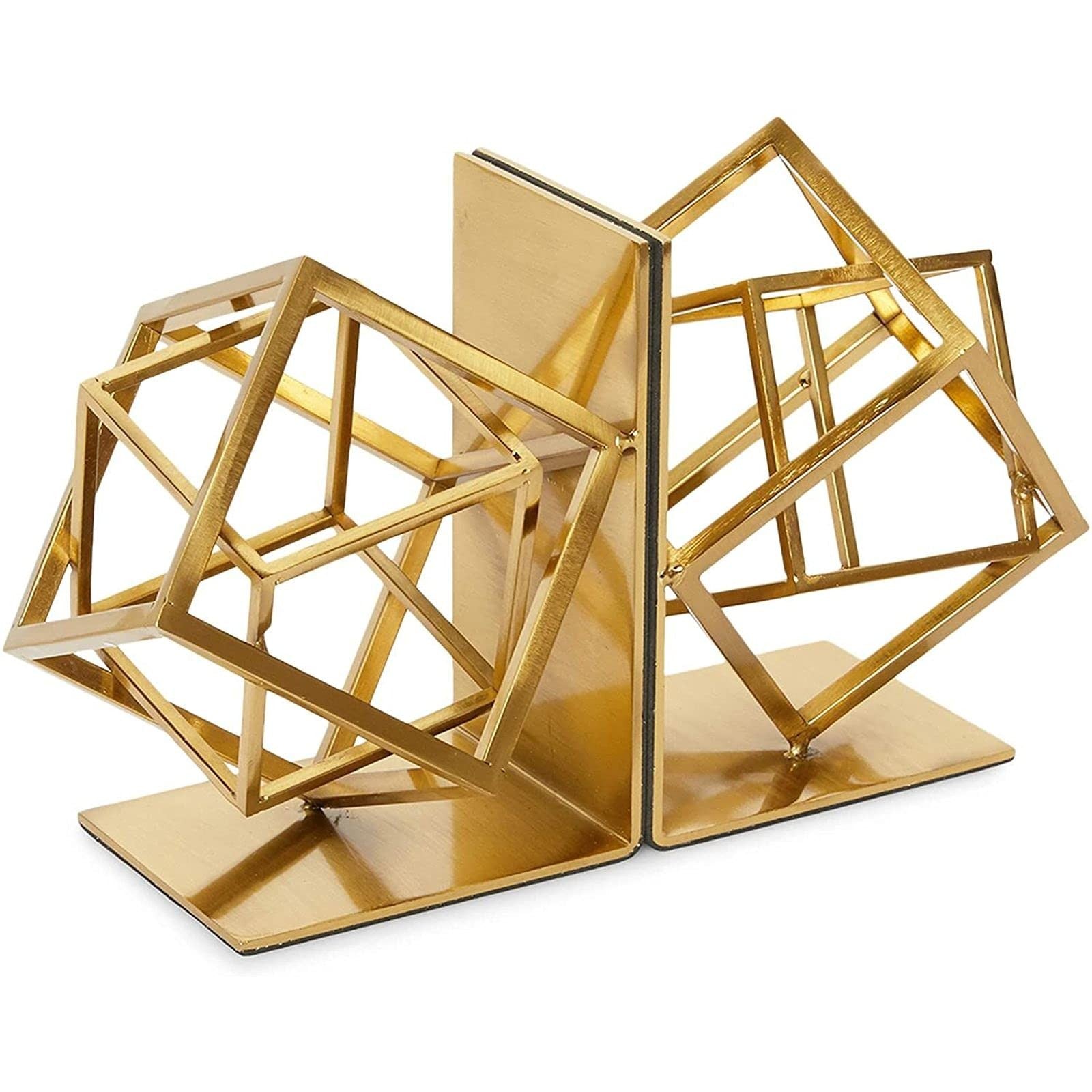 Juvale Gold Bookends - Heavy-Duty Metal Book Ends For Bookshelf Decor -