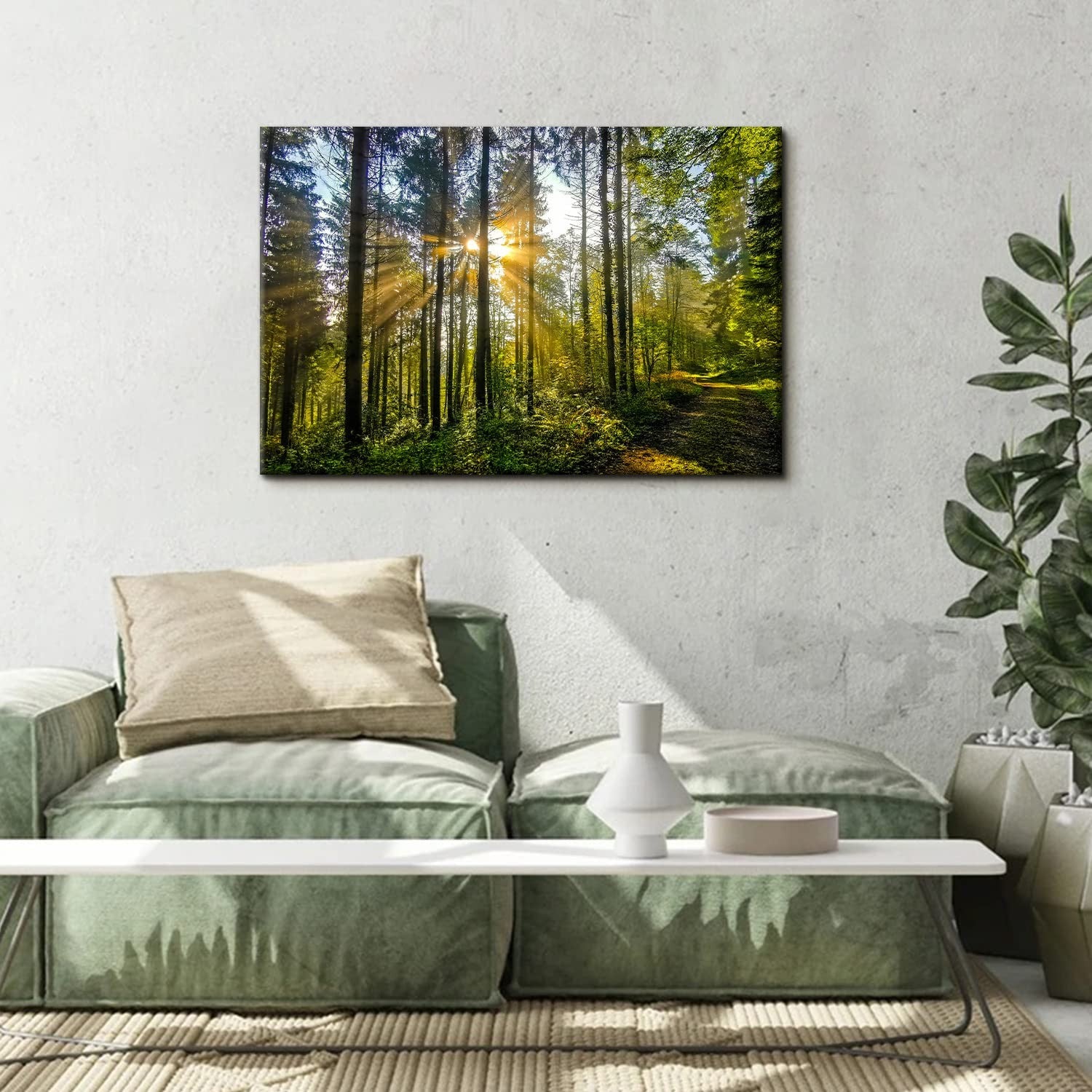 Arebolo Sunrise Forest Canvas Wall Art Nature Mountain Wall Decor For Living