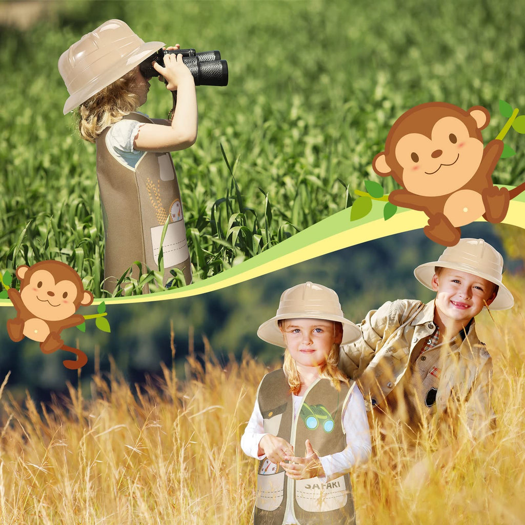 Geyoga 48 Pcs Explorer Costume Kids 24 Safari Vest And 24 Safari Hats Explorer
