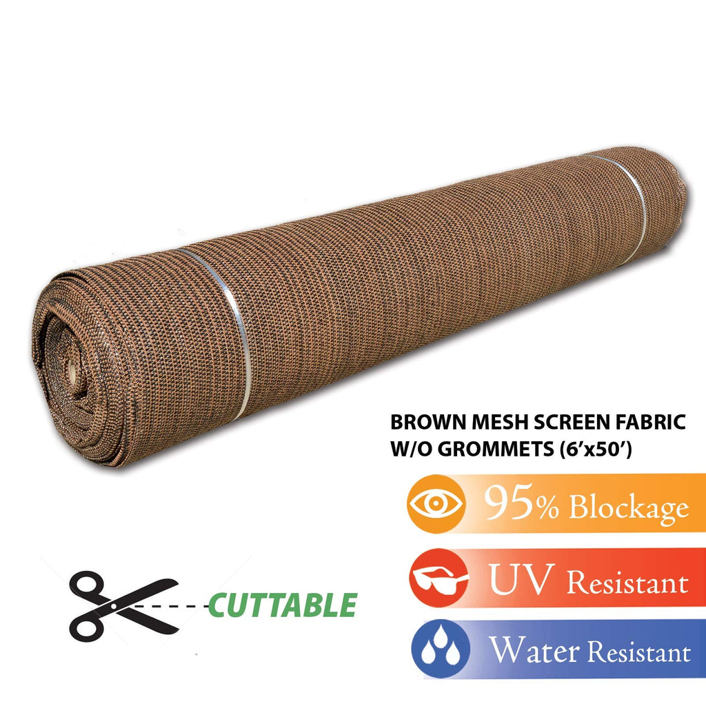 Fence4Ever 6Ft X 50Ft Brown Sunscreen Cuttable Shade Fabric Roll 95 Uv Block