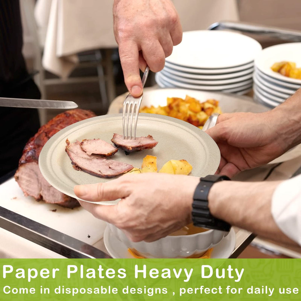 Greenesage 500 Pack Paper Plates 9 Inch Bulk 100 Compostable Disposable Plates
