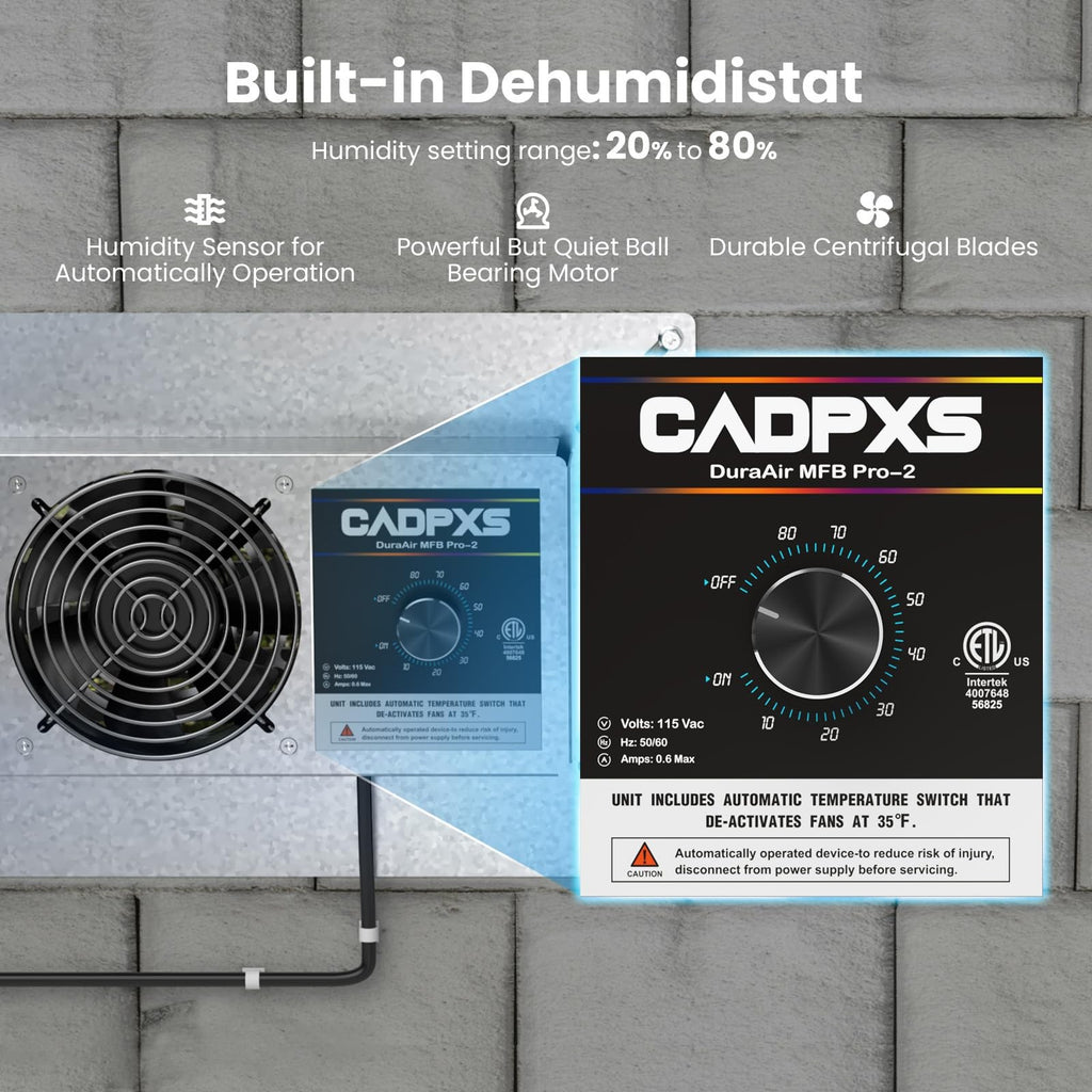 Cadpxs Crawlspace Ventilation Fan Crawlspace Fan Vent Humidistat Dehumidistat