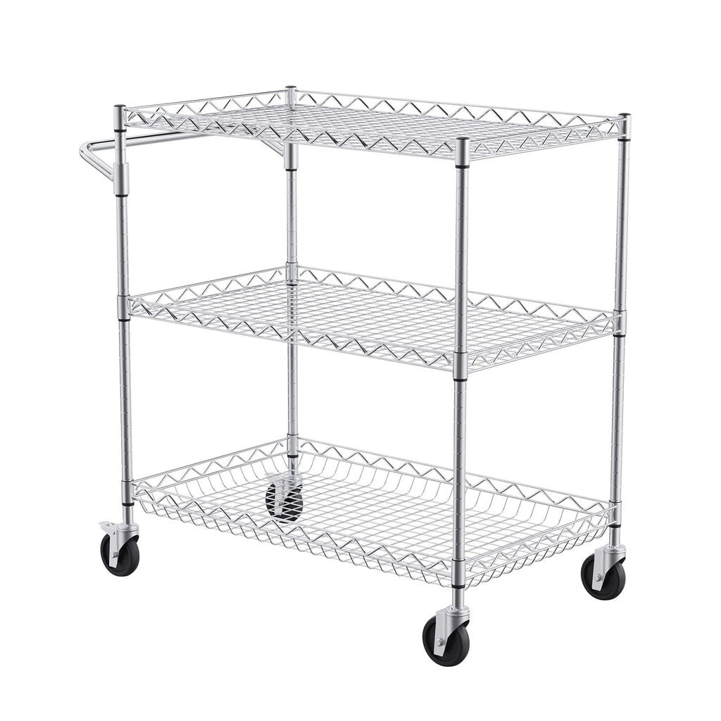 Vevor Kitchen Utility Cart 3 Tiers Wire Rolling Table 661 Lbs Capacity Steel