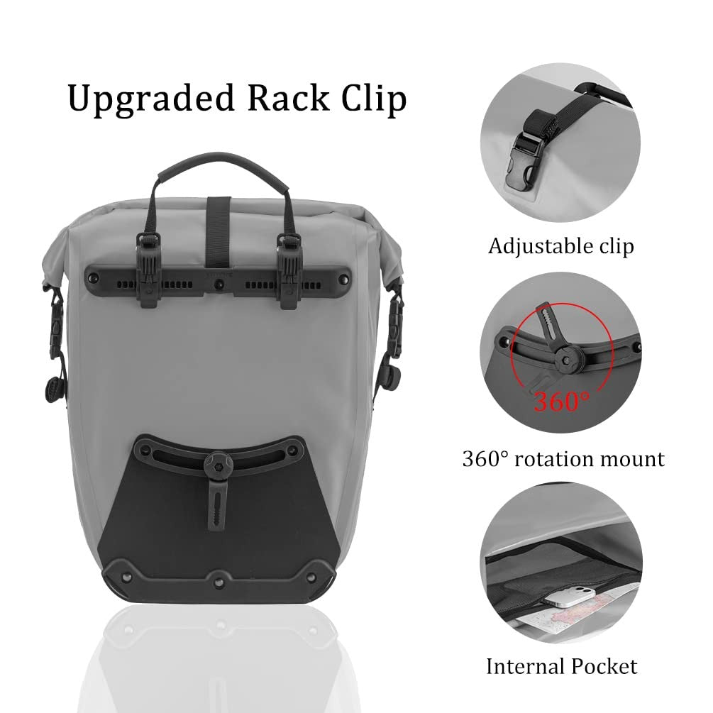 Rockbros Bike Panniers Waterproof Bike Rear Rack Bag Max 30L Large Capacity