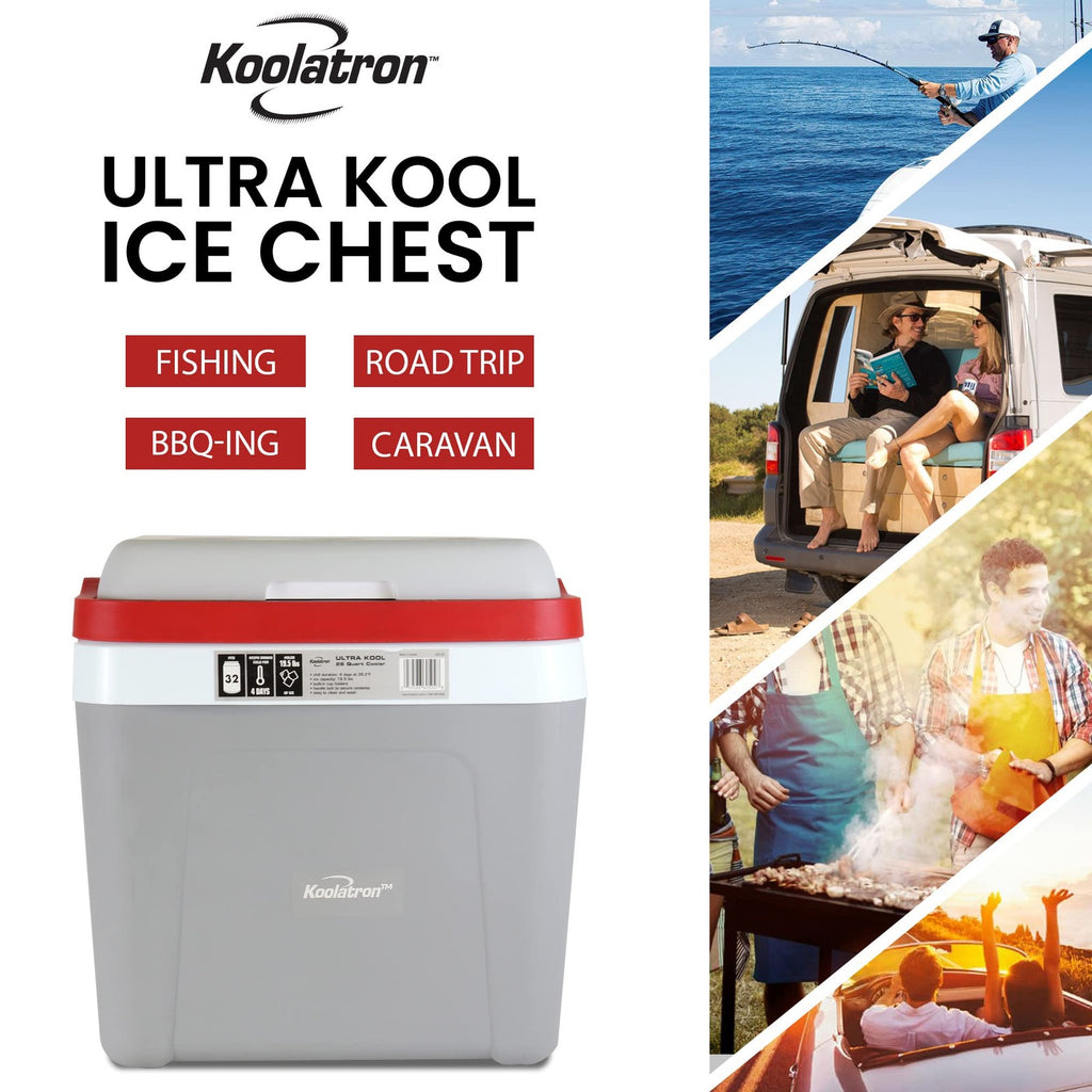 Koolatron Ice Chest Cooler - Portable Cooler W/ Locking Carry Handle Vintage