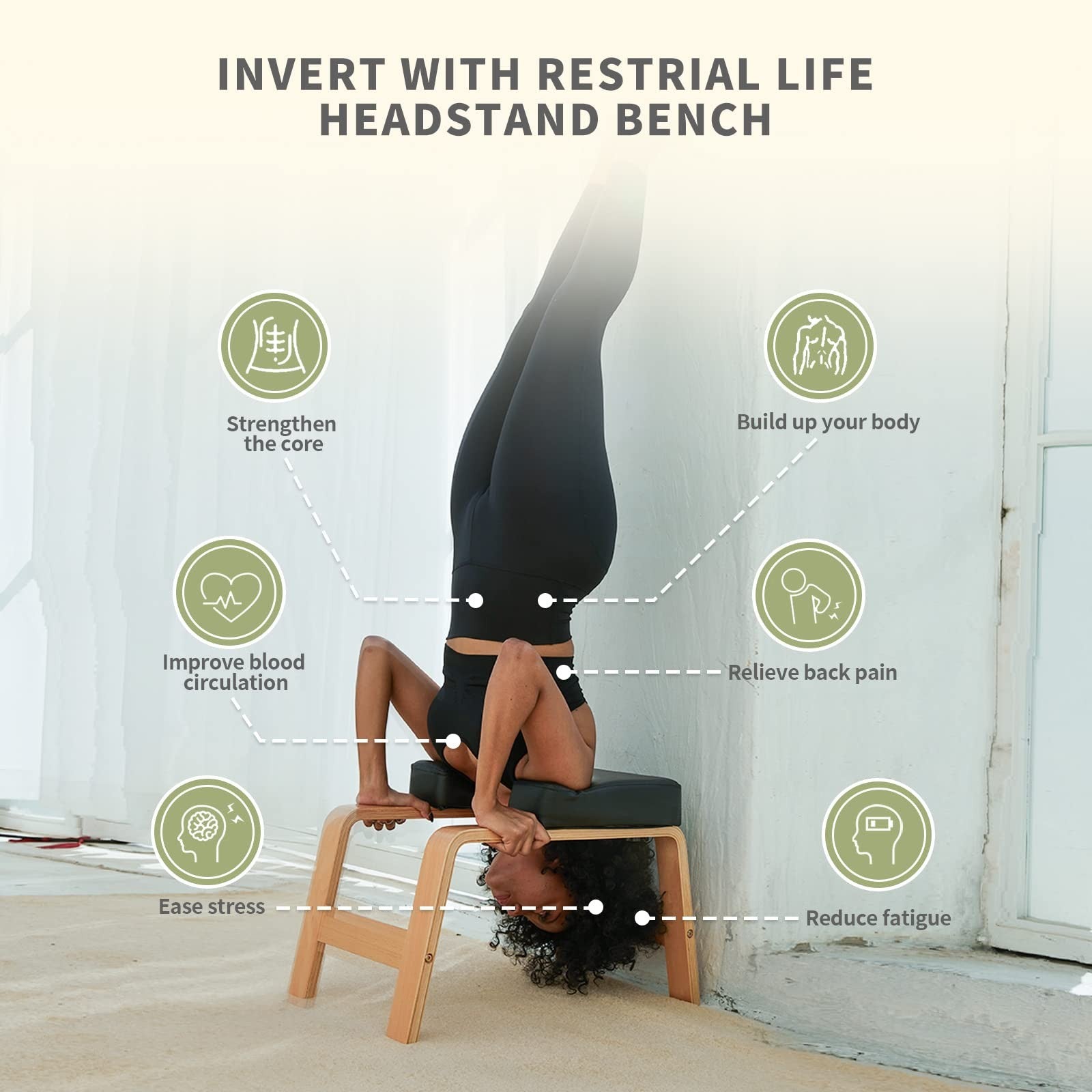 Restrial Life Yoga Inversion Bench- Headstand Bench For Home Gym Relieve Stress