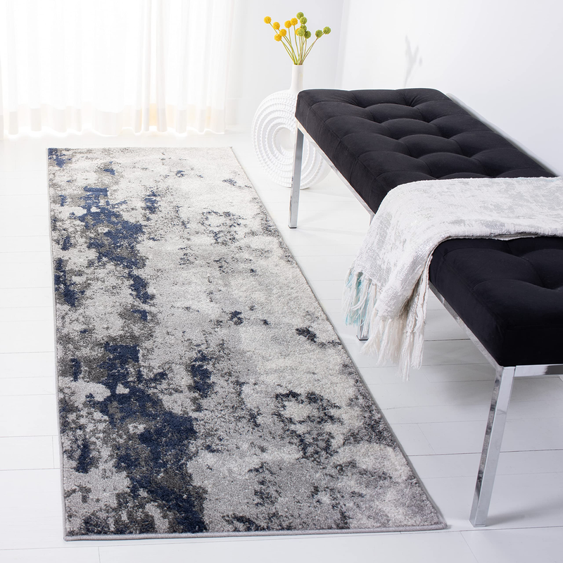 Safavieh Adirondack Collection Runner Rug - 26 X 14 Navy Grey Modern Abstract