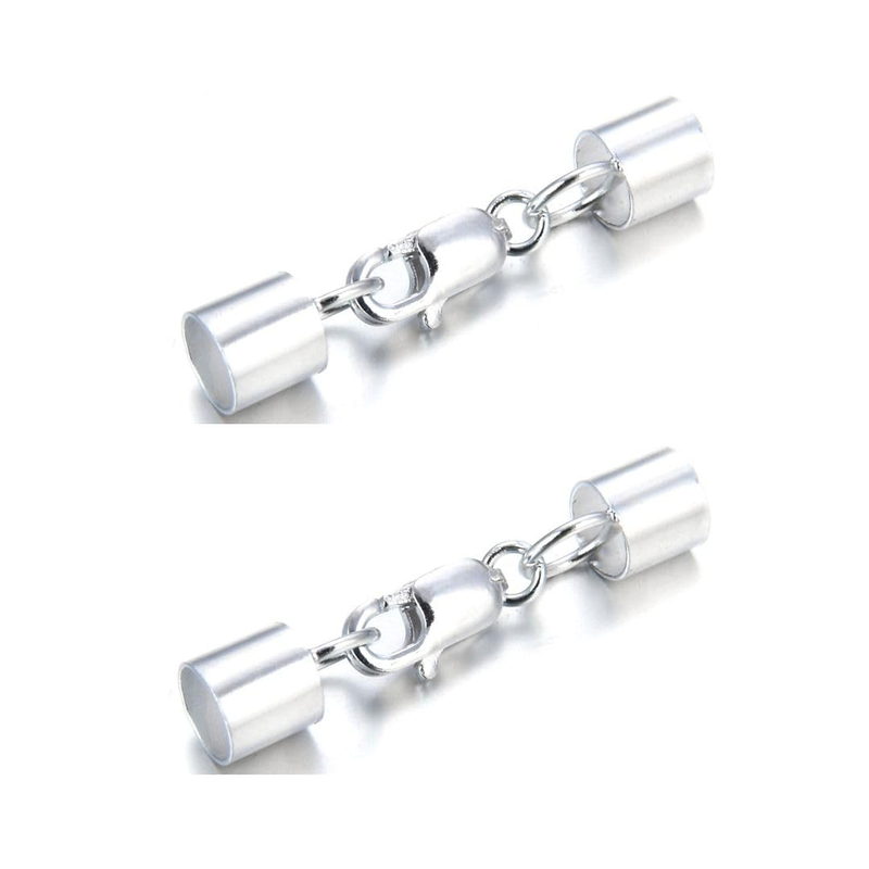 10Pcs Adabele 925 Sterling Silver Tube End Cap Clasp Glue In Cord End Hole Id