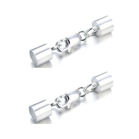 10Pcs Adabele 925 Sterling Silver Tube End Cap Clasp Glue In Cord End Hole Id