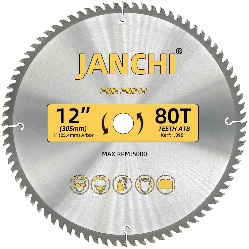 Janchi 3Pack Combo 12-Inch 32T 80T 100T Woodworking Saw Blades 1 Arbor 098 Thin