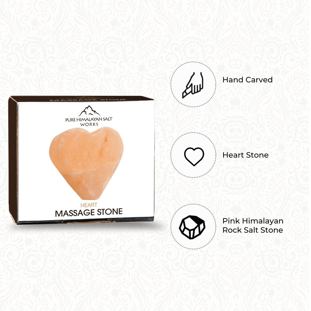 Pure Himalayan Salt Works Heart Massage Stone Pink Crystal Hand-Carved Stone