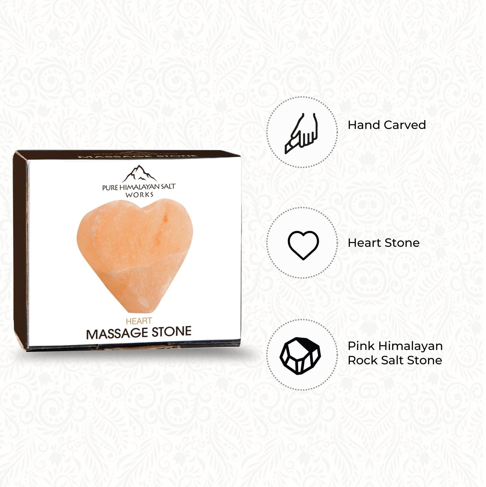 Pure Himalayan Salt Works Heart Massage Stone Pink Crystal Hand-Carved Stone