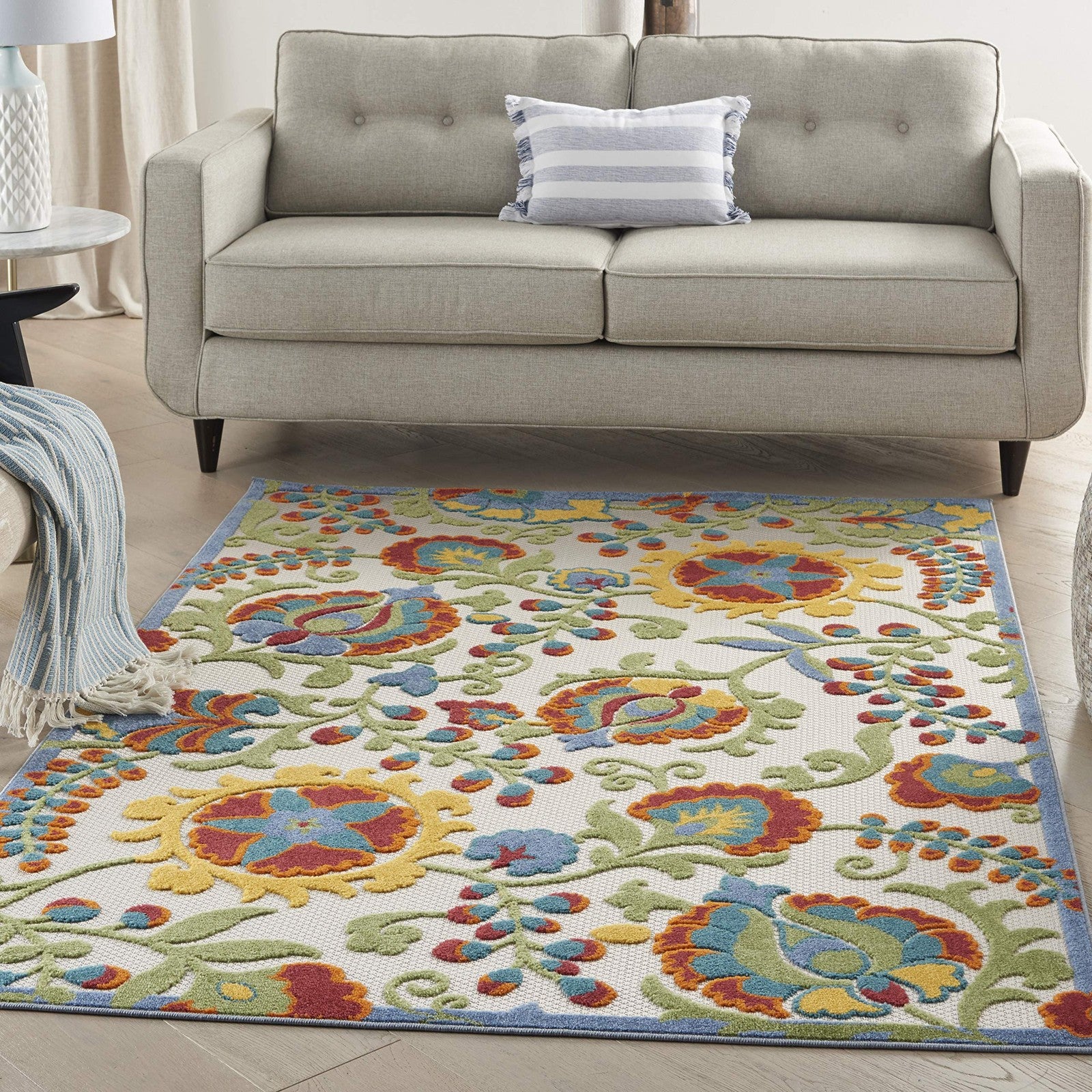 Nourison Home Aloha Ivory Multicolor 36 X 56 Area Rug - Easy Clean Non Shedding