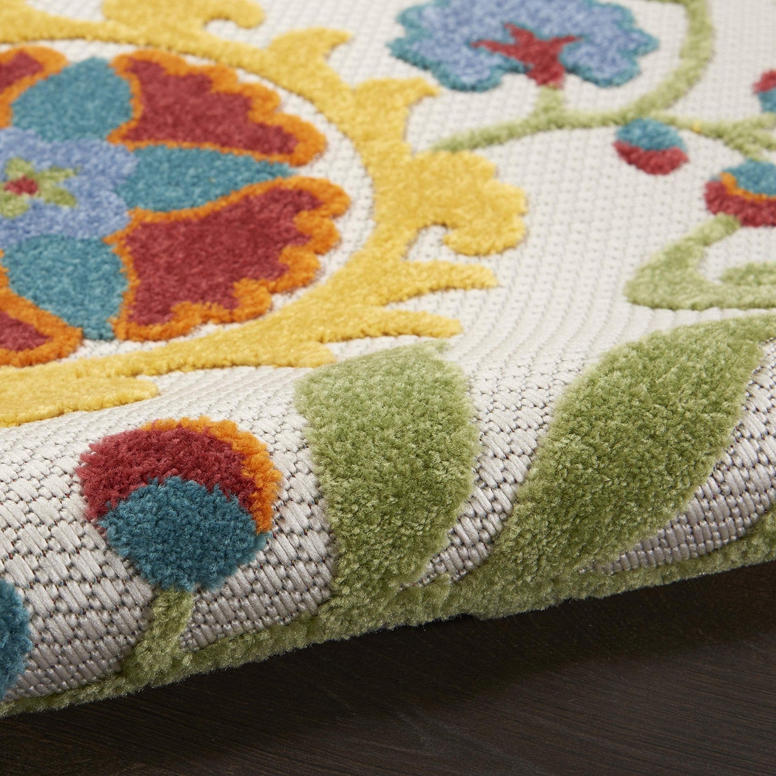 Nourison Home Aloha Ivory Multicolor 53 X Round Area Rug - Easy Clean Non