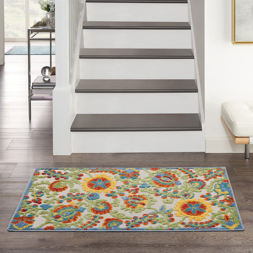 Nourison Home Aloha Ivory Multicolor 28 X 4 Area Rug - Easy Clean Non Shedding