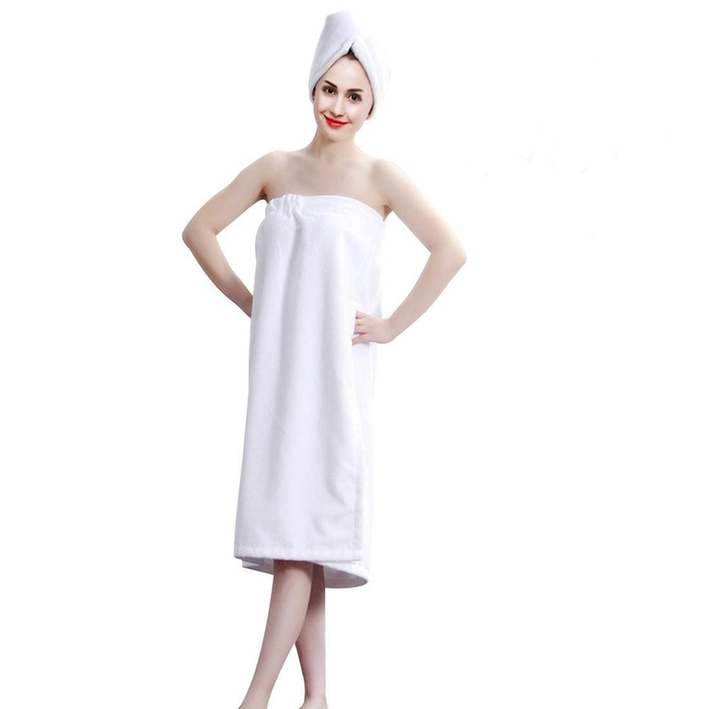 Keenso Womens Spa Bathrobe Set Hair Drying Cap - Soft Fast-Dry Wrap Towel