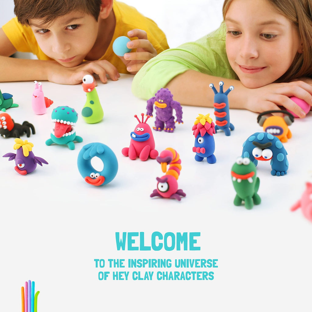 Hey Clay Set - Colourful Modeling Air Dry Clay Kit For Kids 15 Cans And