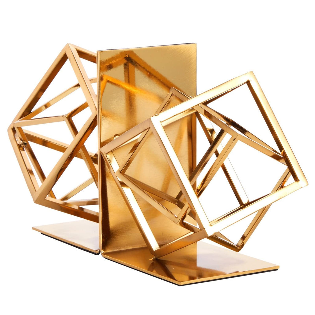 Juvale Gold Bookends - Heavy-Duty Metal Book Ends For Bookshelf Decor -