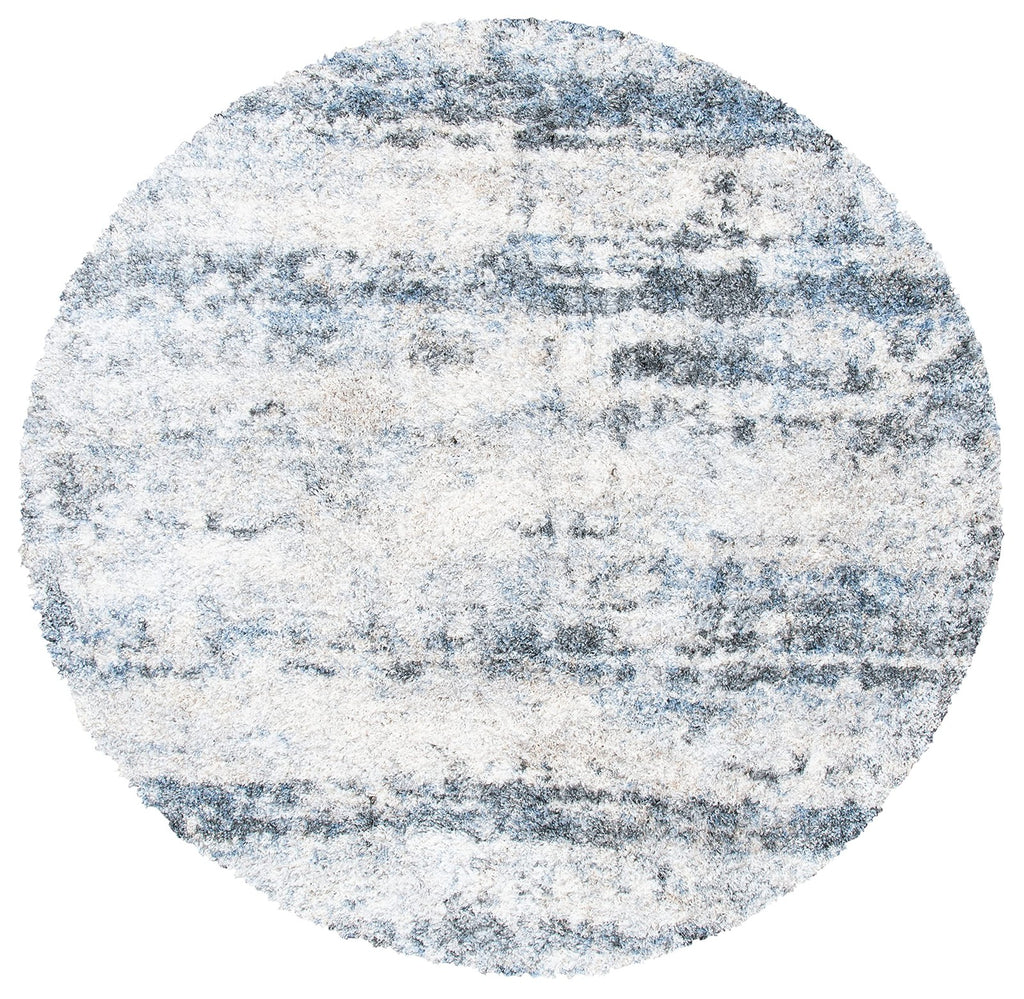 Safavieh Berber Shag Collection 67 Round Ivory/Grey Ber273A Modern Abstract