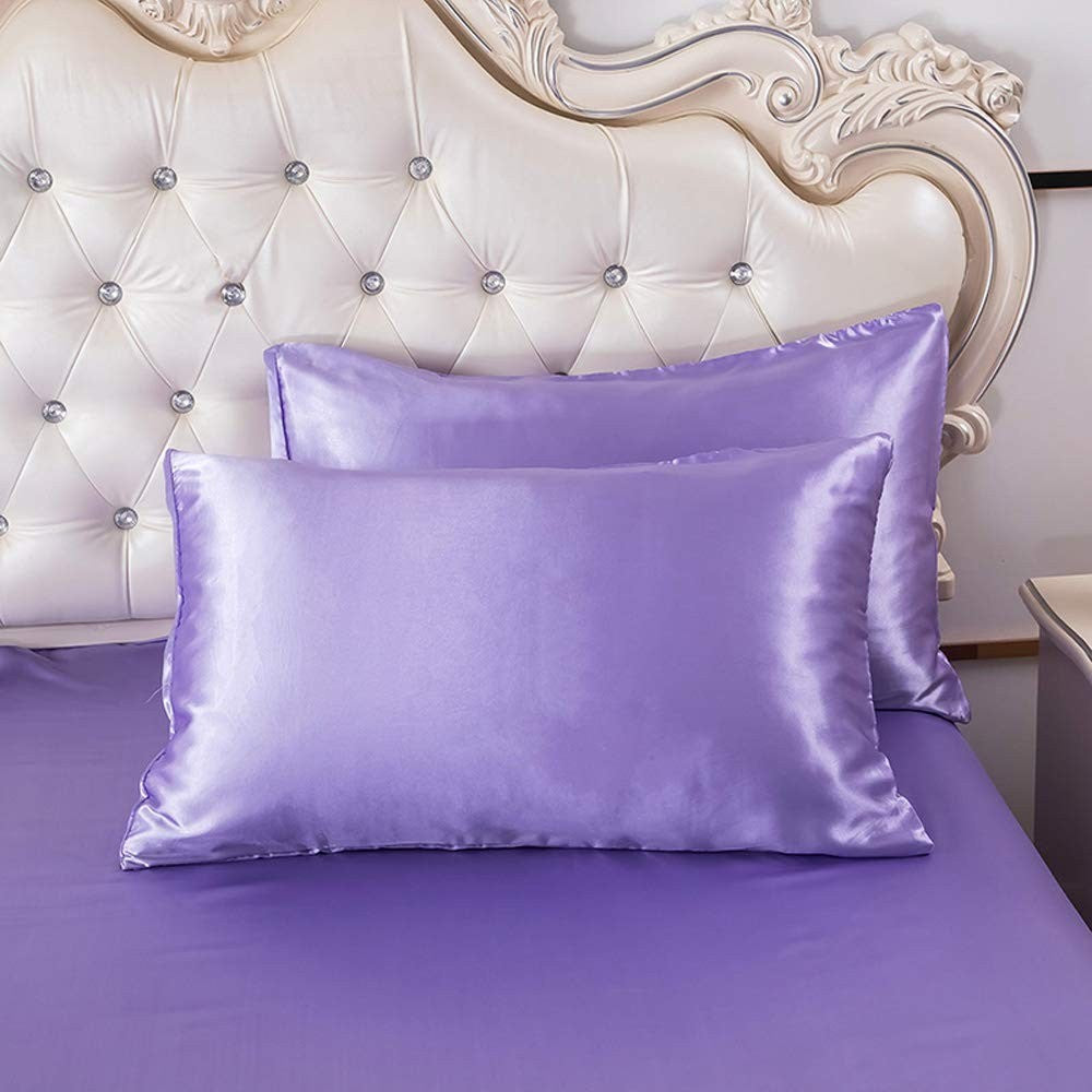 Erosebridal Violet Comforter Cover King Silk Like Satin Duvet Cover Set Summer