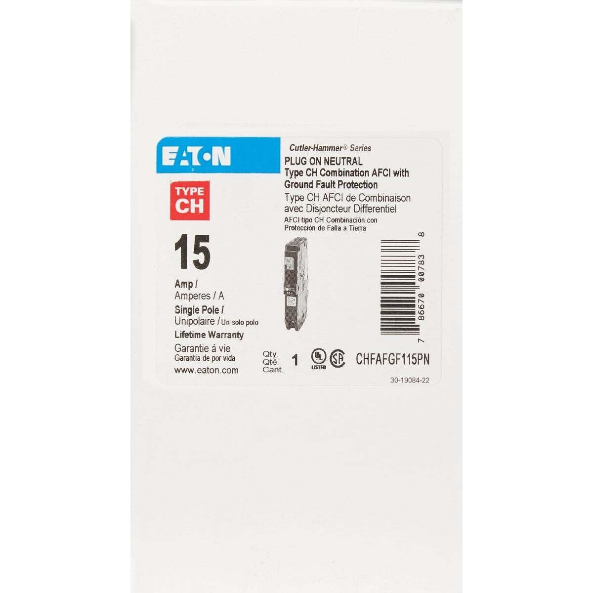 Eaton Chfp115Df Circuit Breaker Type Ch 120 Volt Arc Fault / Ground Fault