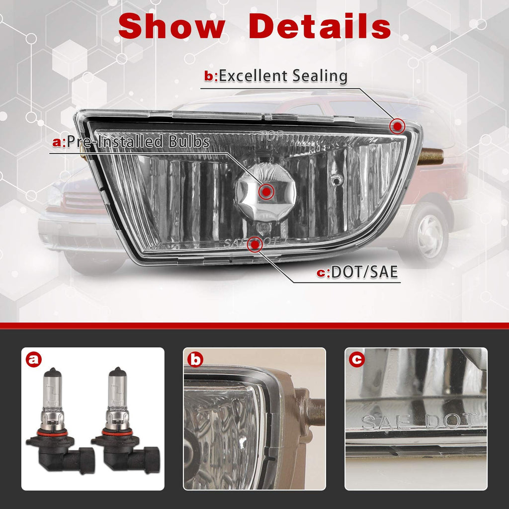 Autowiki Fits For 1998-2003 Toyota Sienna Oem Style Clear Lens Bumper Driving