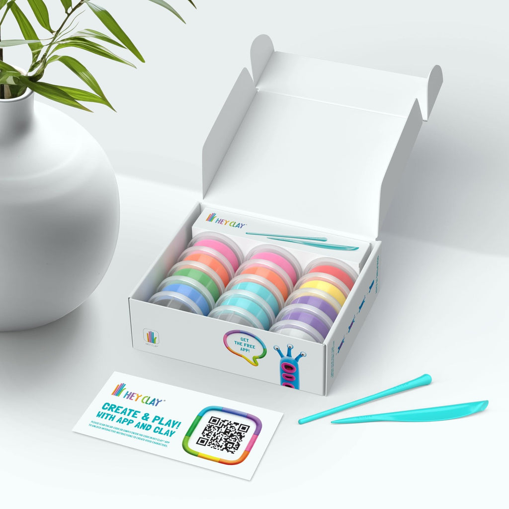 Hey Clay Set - Colourful Modeling Air Dry Clay Kit For Kids 15 Cans And